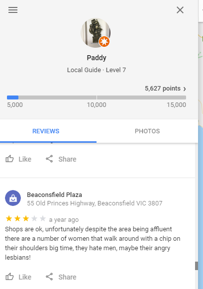 Beaconsfield Plaza paddy google review
