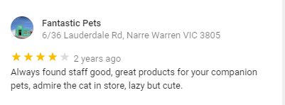 Fantastic pets Narre warren cat paddy google review