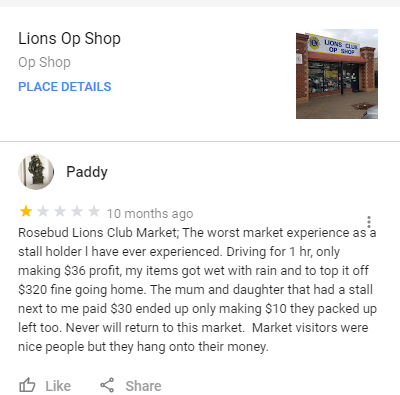 lions op shop google review