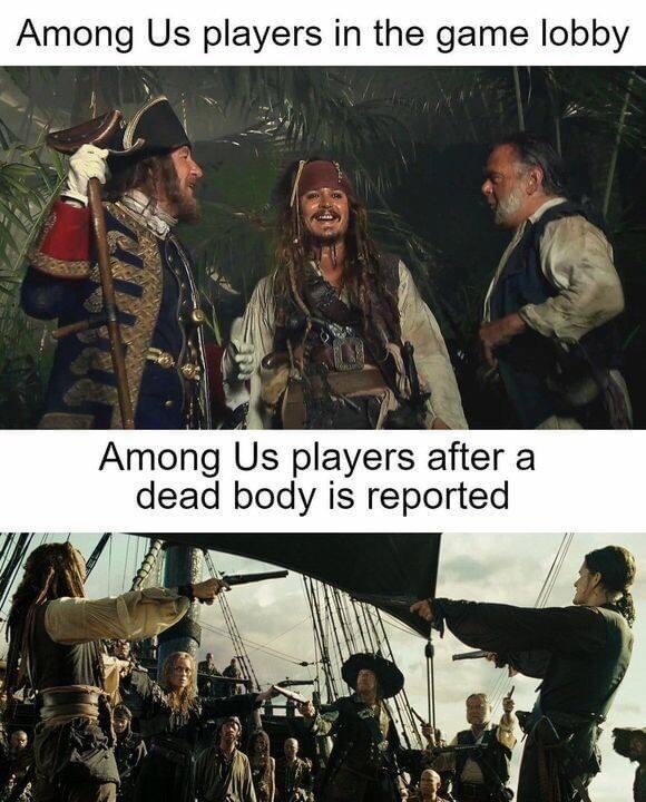 among us pirates of the Caribbean disney meme 