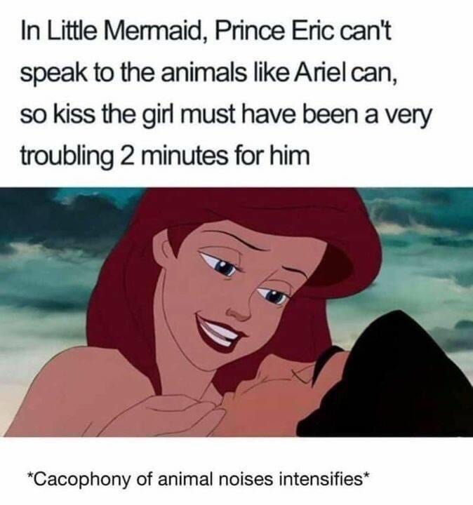 ariel kiss the girl disney meme the little mermaid