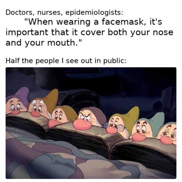 masks go over your nose snow white disney meme 