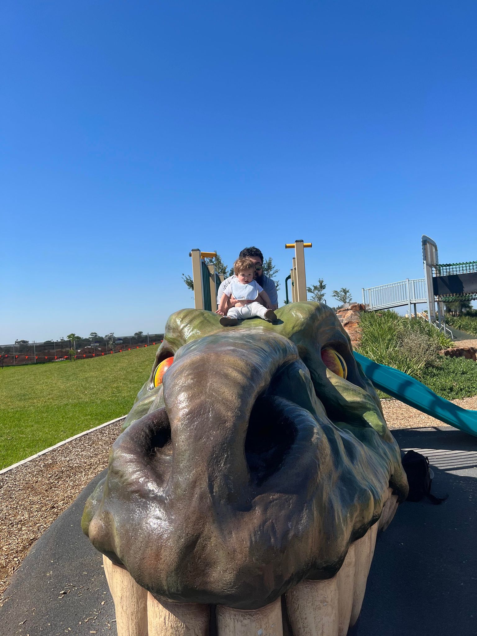 Dinosaur Park Playground truganina overview dinosaur head feature