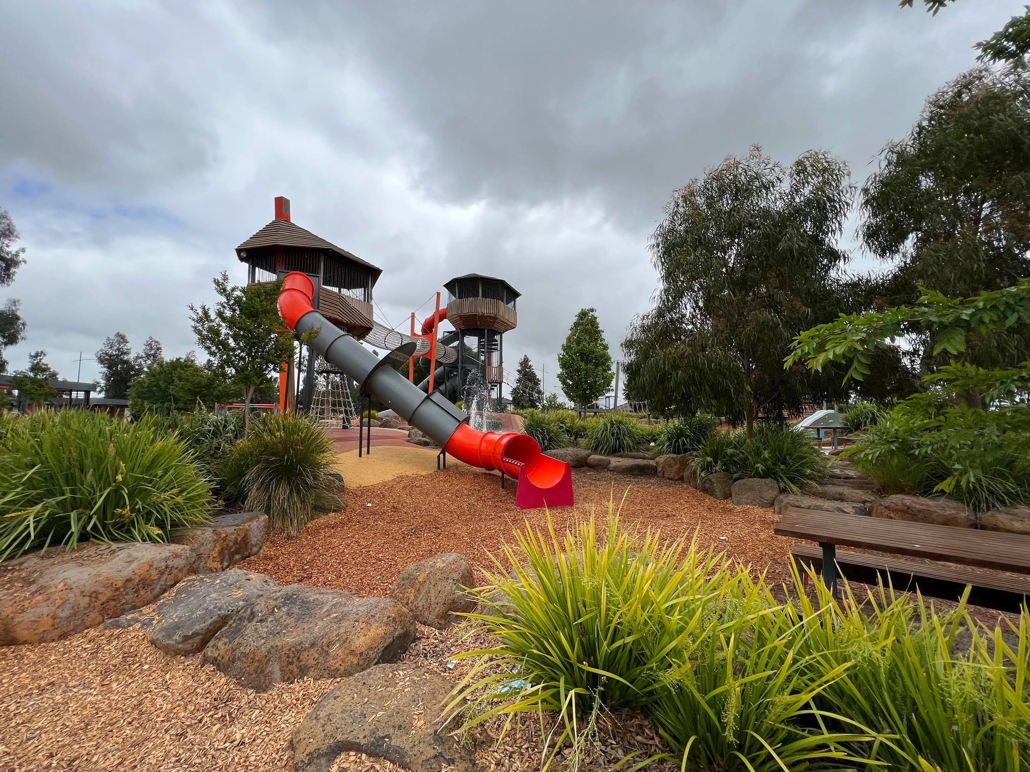 frontier park aintree rockbank water play area slides