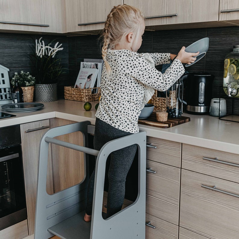 learning tower with blackboard grey adjustable best unique and educational first birthday presents for boys and girls