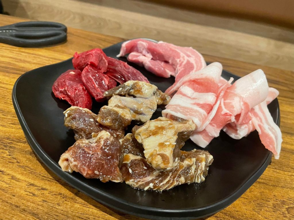 raw meats at korean bbq