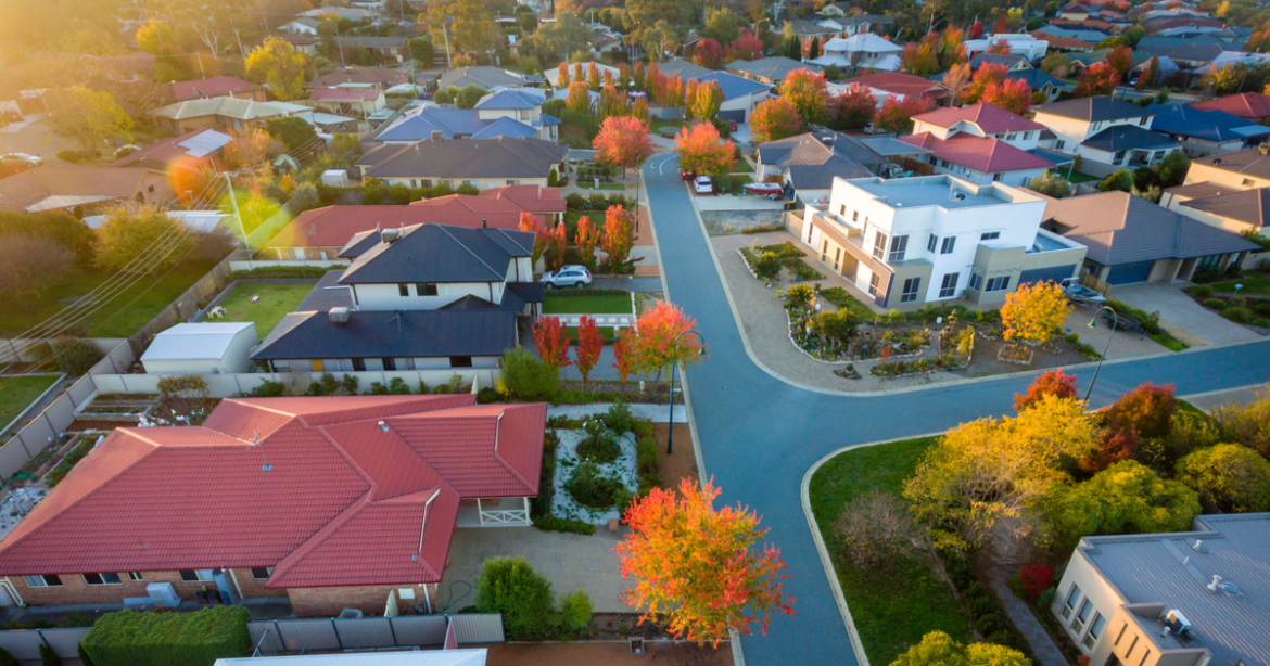 typical Australian street of houses typical Australian street of houses